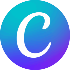 Canva design platform logo with AI-powered creative tools interface