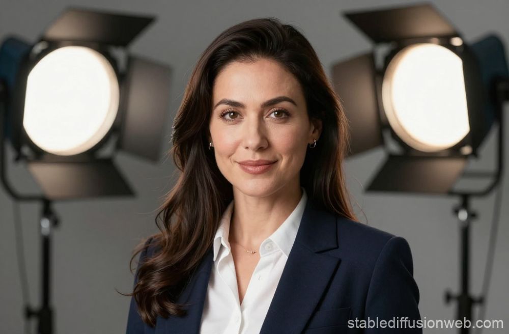 SDXL AI generated Photorealistic headshot of a professional business woman wearing a blazer, facing forward with a confident smile. The background is softly blurred (bokeh effect) to highlight facial features, simulating an 85mm camera lens