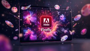 Adobe Firefly AI image generator review - interface showing AI-generated images with creative tools and firefly effects
