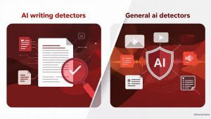 AI detectors comparison infographic showing GPTZero, Originality.ai, and Turnitin accuracy rates for 2026