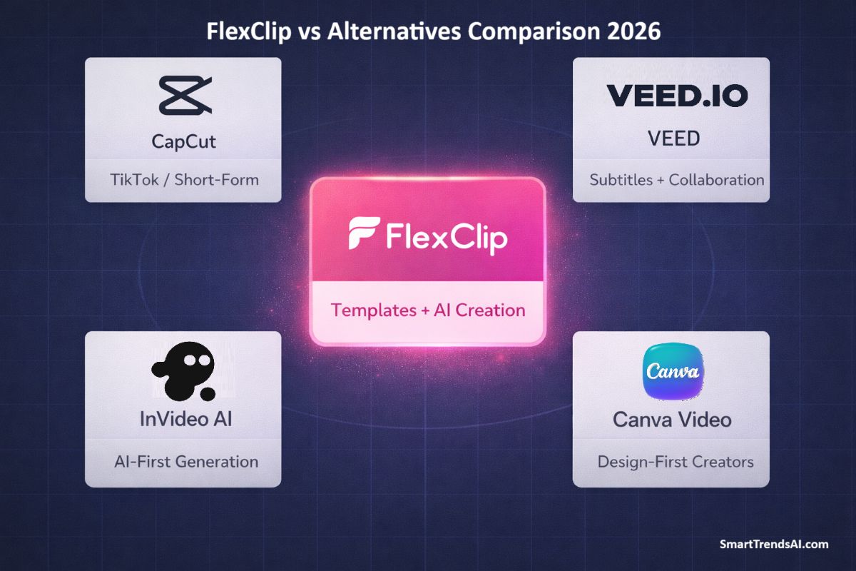 FlexClip compared to CapCut, VEED, InVideo, and Canva Video